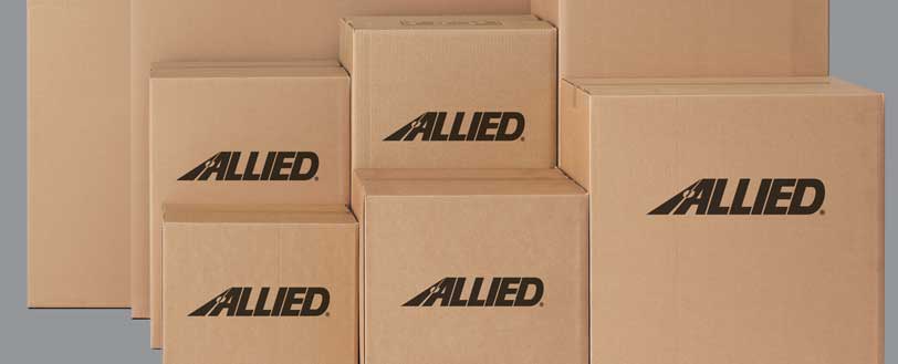 Stacks of Allied moving boxes